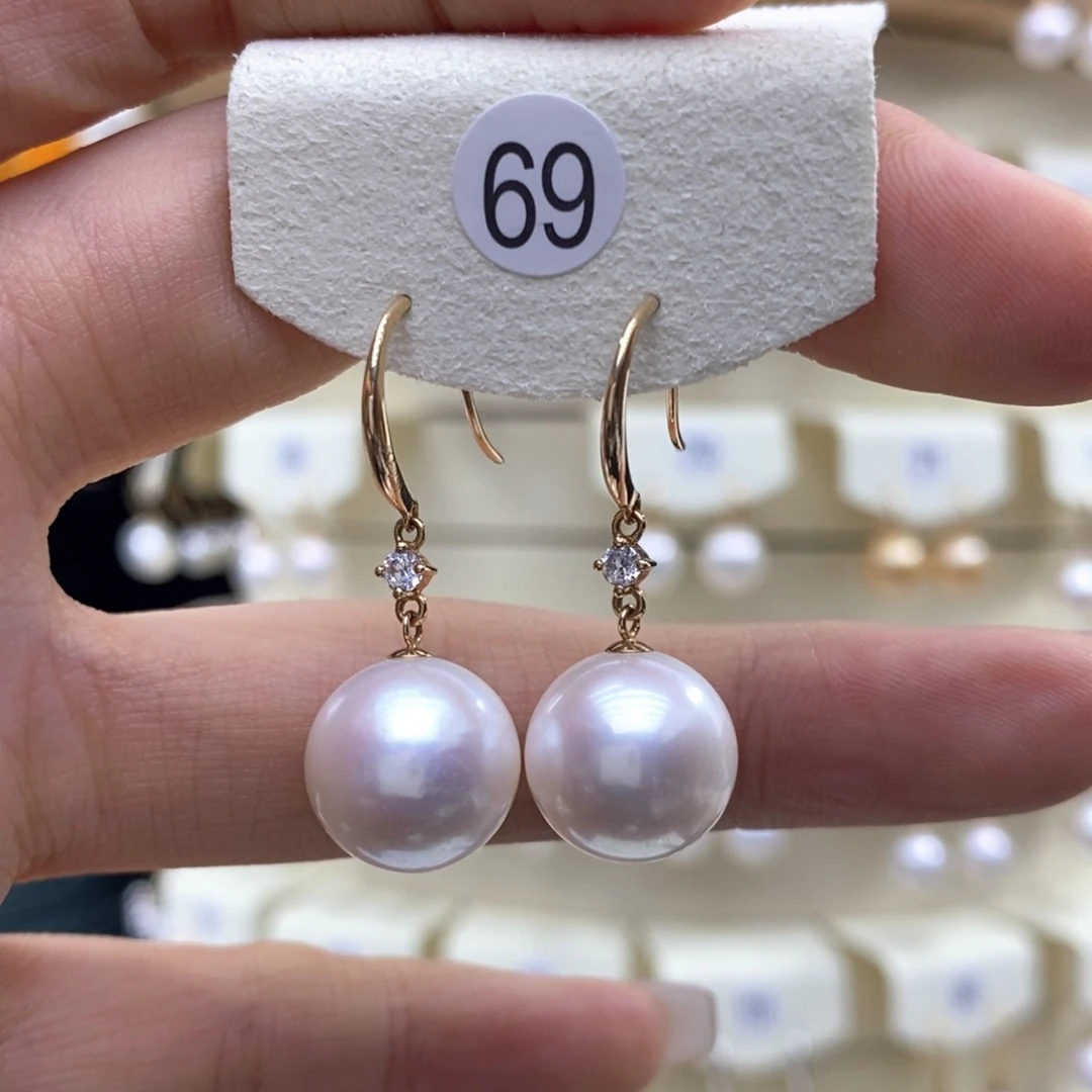 淡水珍珠耳饰18K金镶嵌