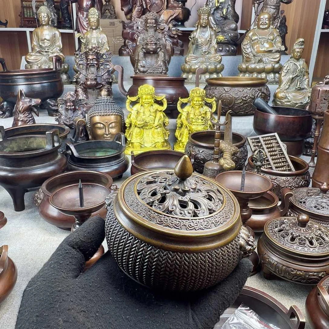 铜香炉聚宝盆铜工艺品风水摆件