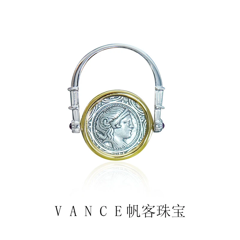 925银戒指 【月亮女神】战神复古风时尚轻奢古币戒指