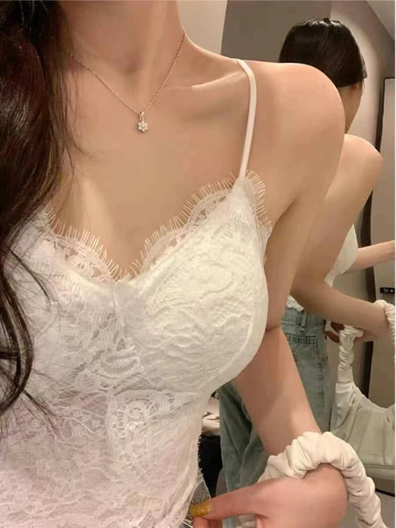 韩版百搭蕾丝花边美背内衣带胸垫