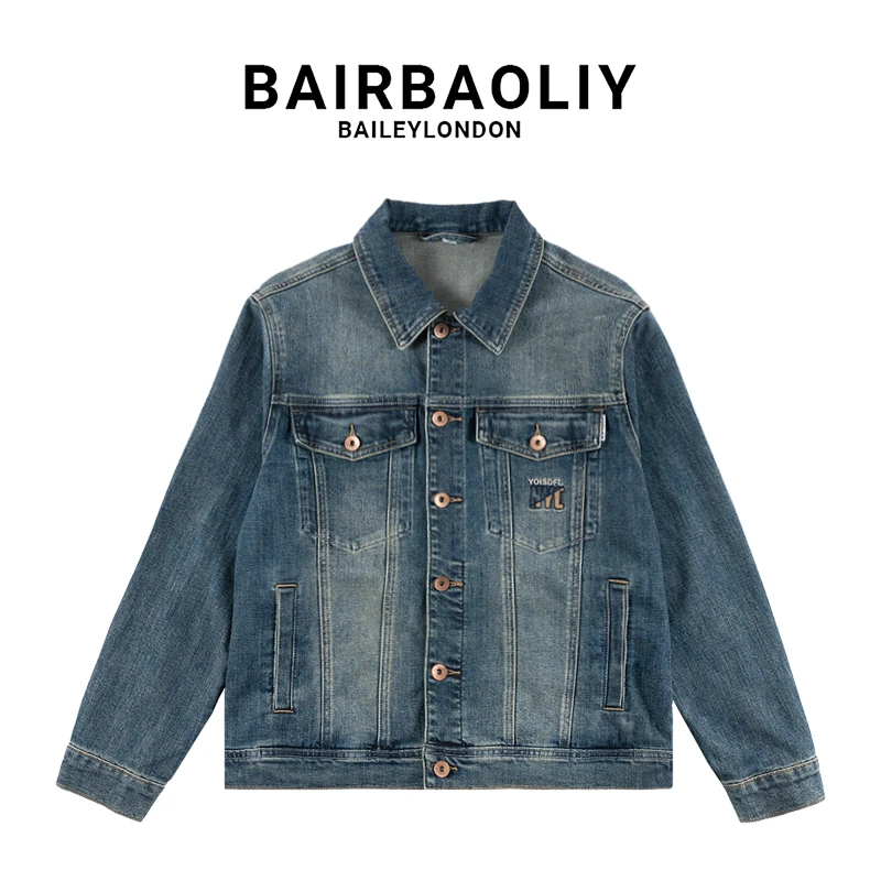 BAIRBAOLIY美式复古水洗高端刺绣牛仔外套男潮牌2025新款春秋夹克