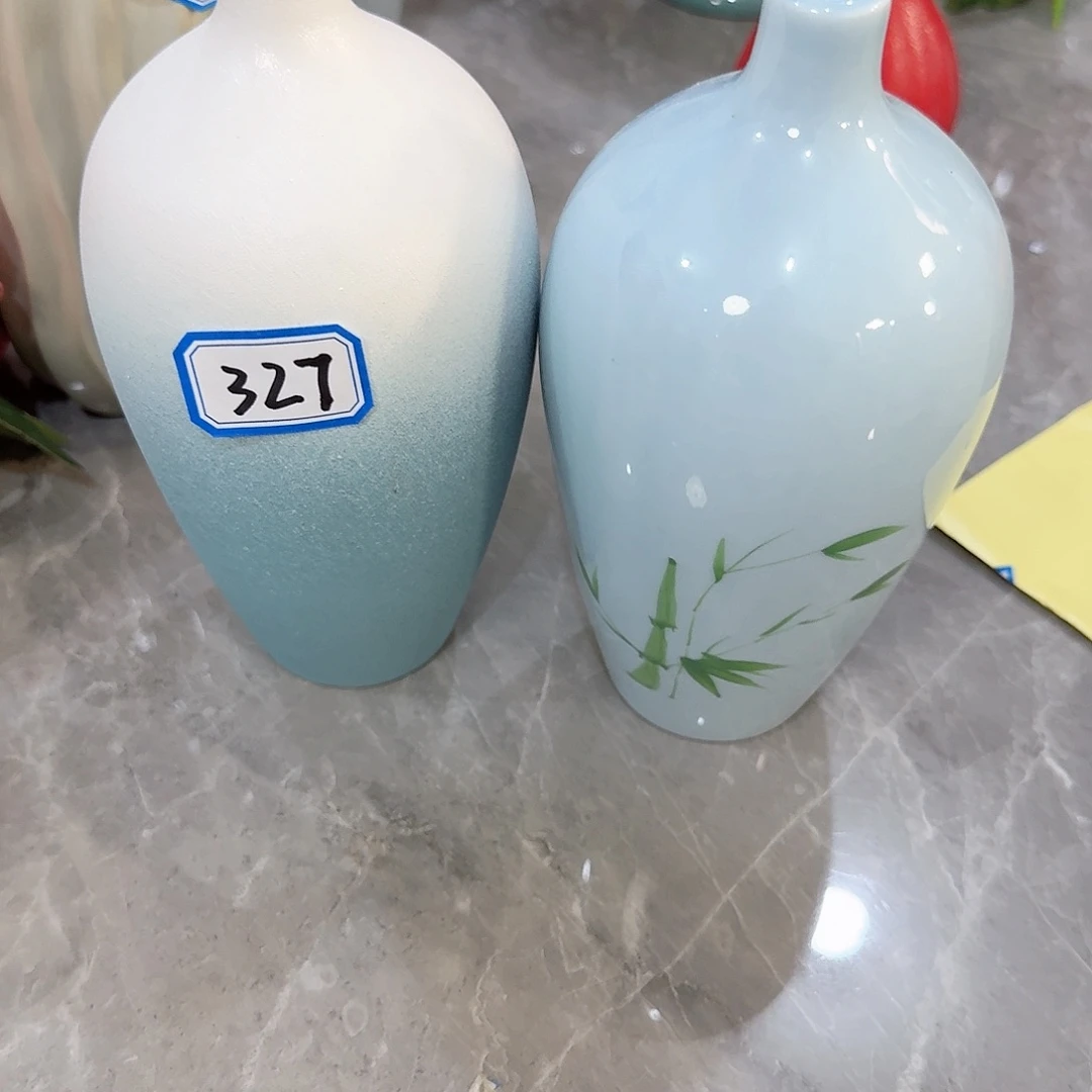 瓶327号和竹子两个陶瓷花瓶花瓶微瑕