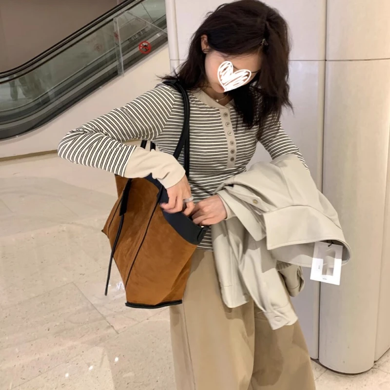 早秋韩系复古百搭条纹长袖T恤休闲简约显瘦纯欲日常穿搭上衣