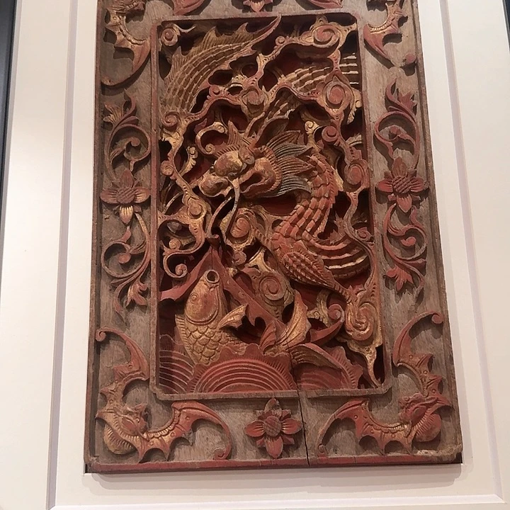 古***香楠木鱼化龙花板一片