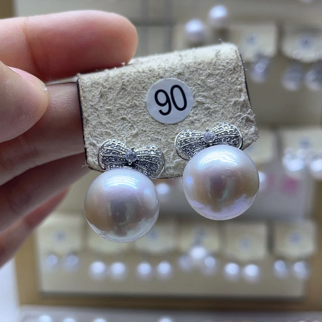 银S925镶嵌淡水珍珠耳饰