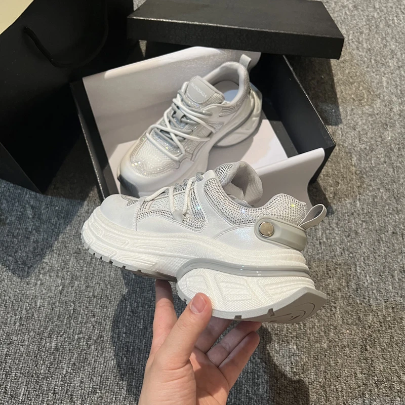 断码特价厚底水钻老爹鞋女2025春季新款显瘦百搭休闲运动鞋F3623