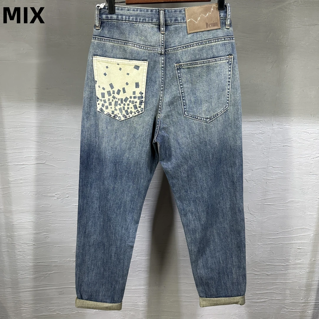 2025春季渐变色水洗牛仔裤个性潮流小众男长裤（宽松阔腿）27152