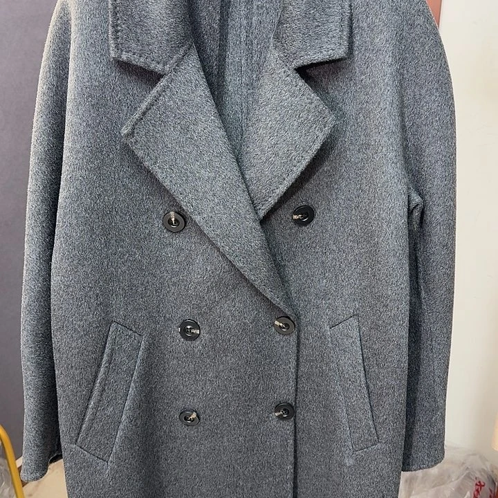 101801深灰色100%美丽诺羊毛大衣