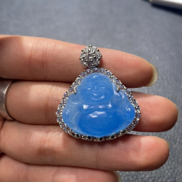 A 10  满天星冰蓝佛公吊坠