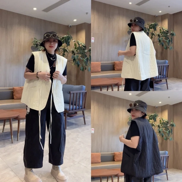 1080#马夹常规加棉宽松型女厚款百搭风中长款显瘦马甲（卡码拍大）