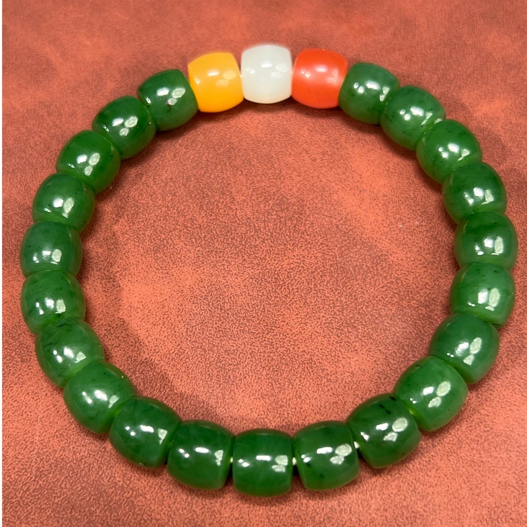 天然和田玉碧玉DIY直切8*9mm手串