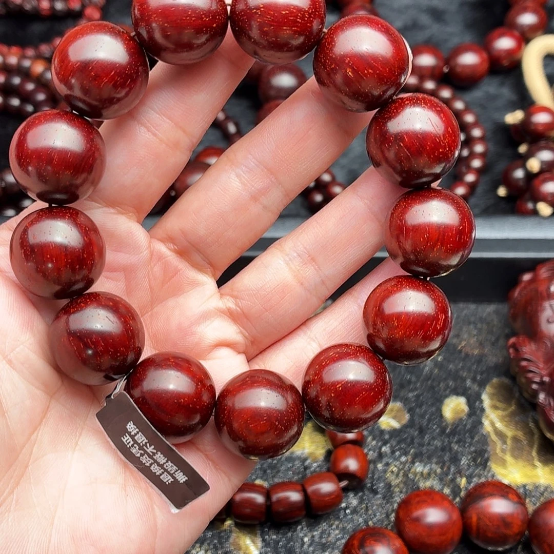 一***安小叶紫檀手串/手链原汁原味龙鳞金星