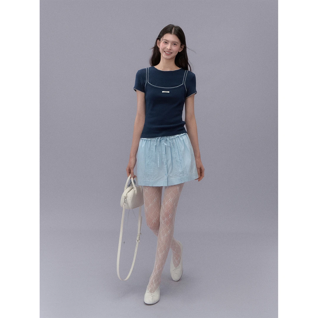 【LaluneDuCiel】LLDC 27号晚18点 重工镂空印花吊带短袖两件套女