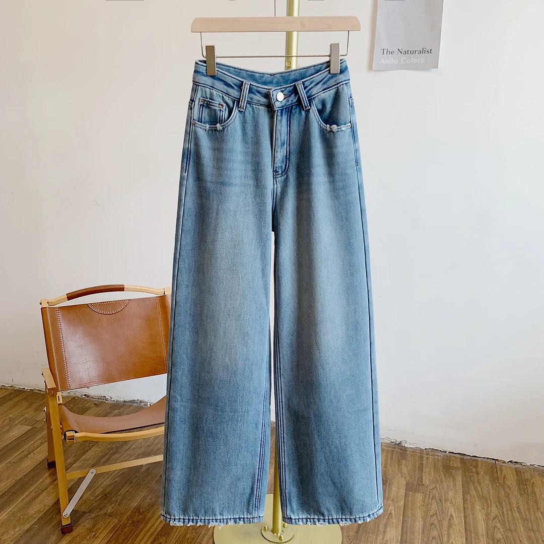 C5063加绒牛仔阔腿裤