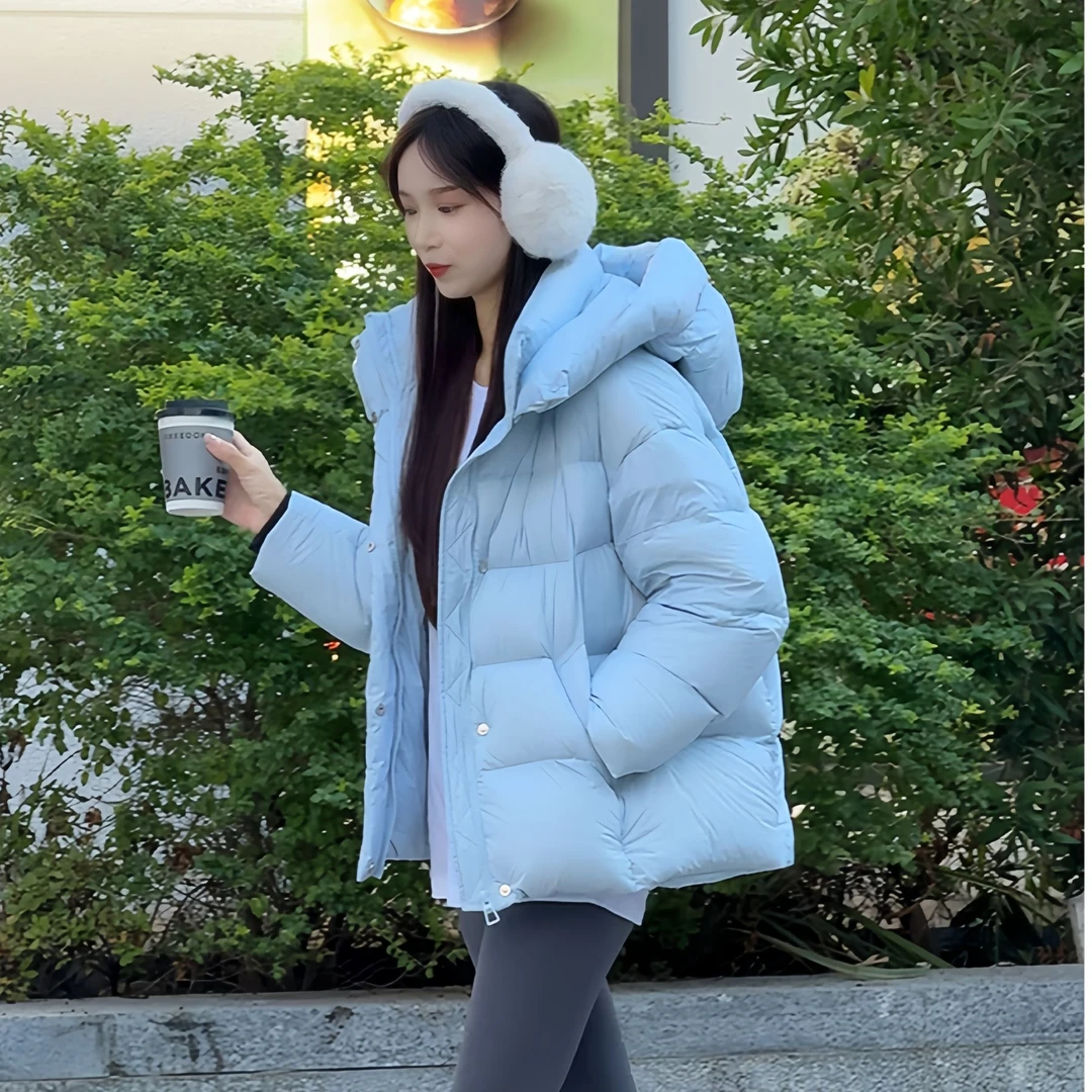 90鹅绒冬季连帽宽松百搭女士休闲时尚风泡芙保暖常规款