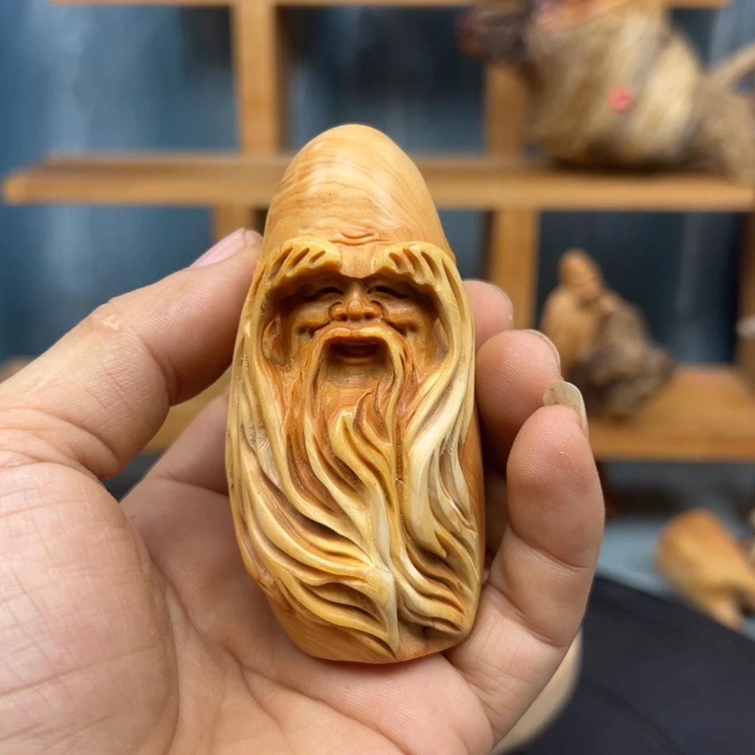 木爱***心崖柏木摆件手把件