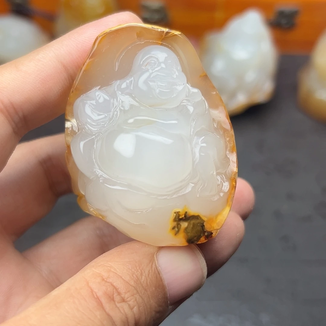 木***易玛瑙/玉髓手把未镶嵌