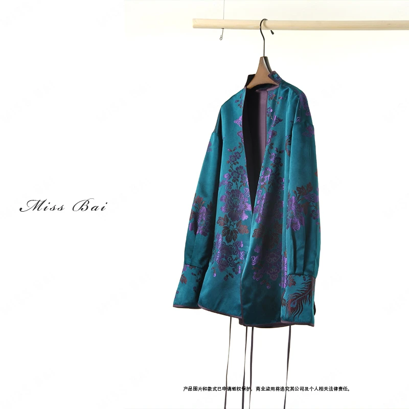 YIWEN-【江南】高定白小姐私服桑蚕丝提花新中式上衣SY1225