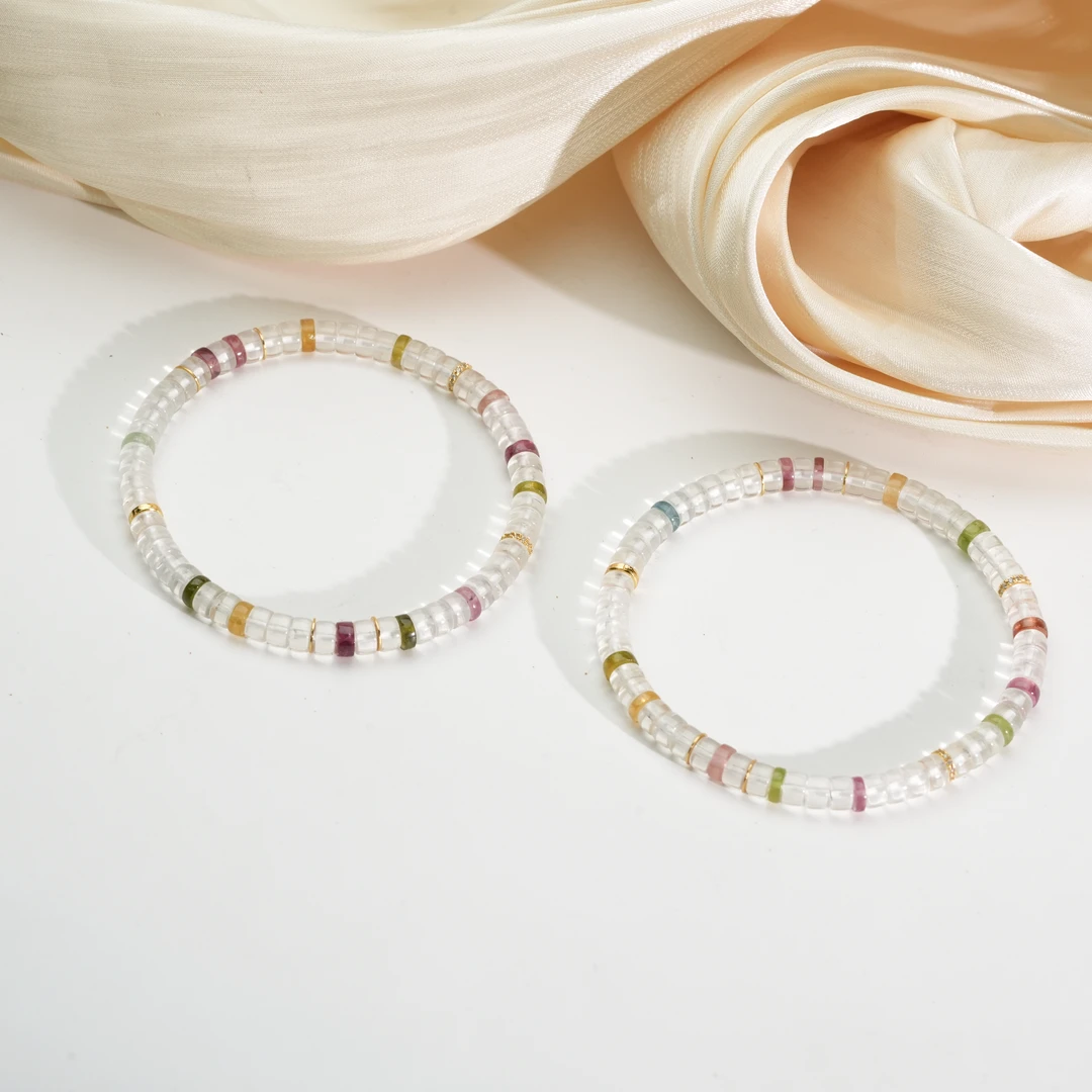 【小北珠宝】白水晶DIY单圈手串约2*4mm【多样性发一件】19-AL01X1685