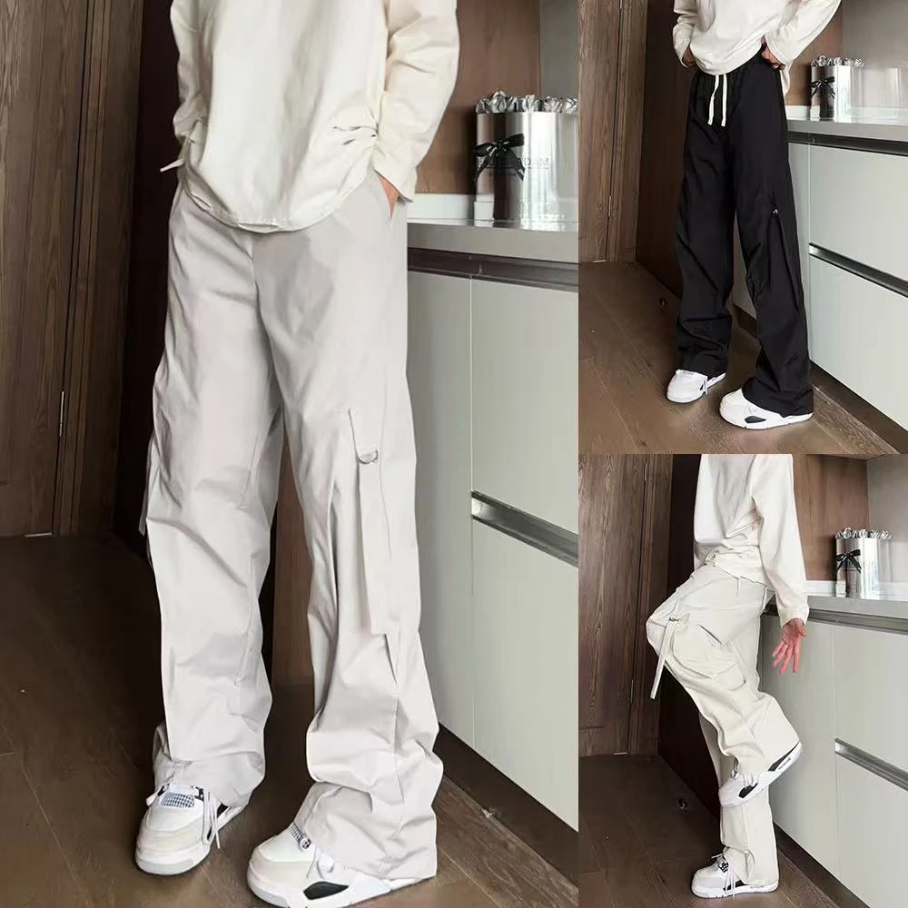 飘带设计工装裤男新款春秋潮牌美式机能冲锋裤户外徒步登山裤-306