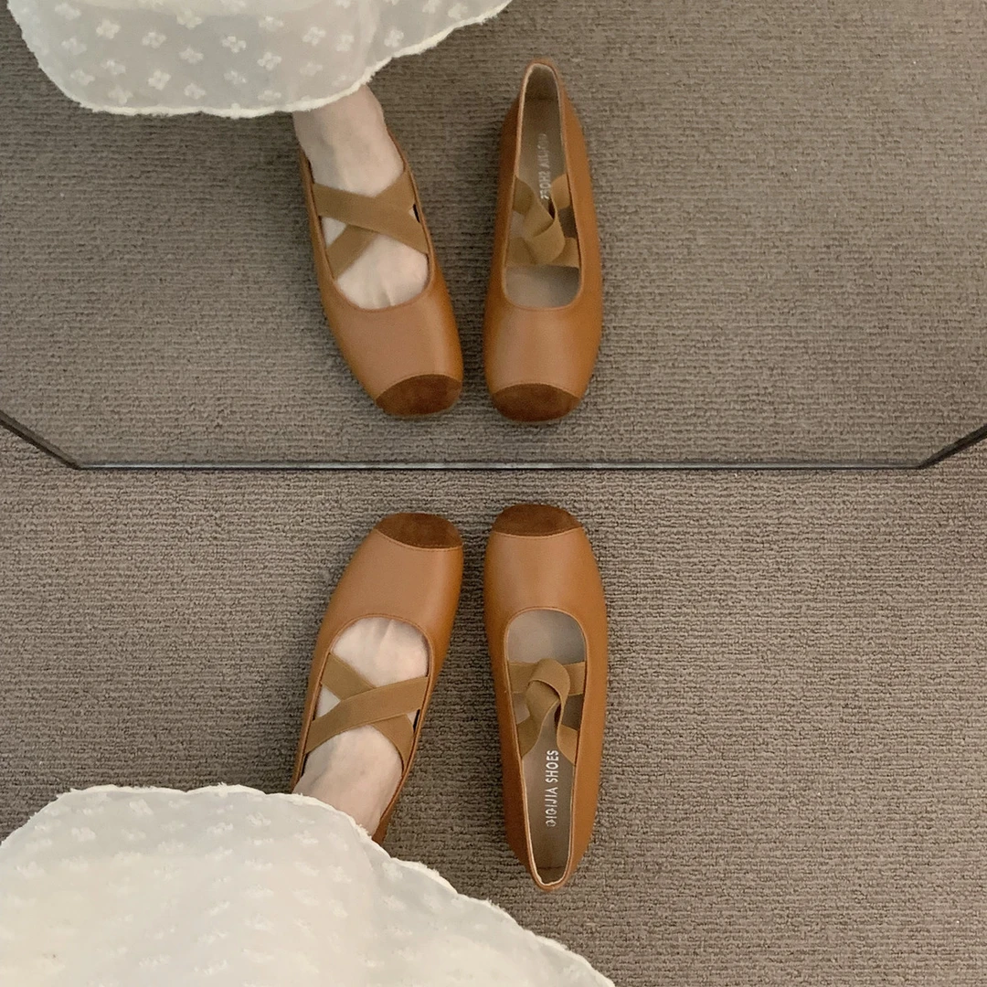 法式圆头小众温柔芭蕾舞鞋女外穿春秋季软底淑女气质玛丽珍奶奶鞋