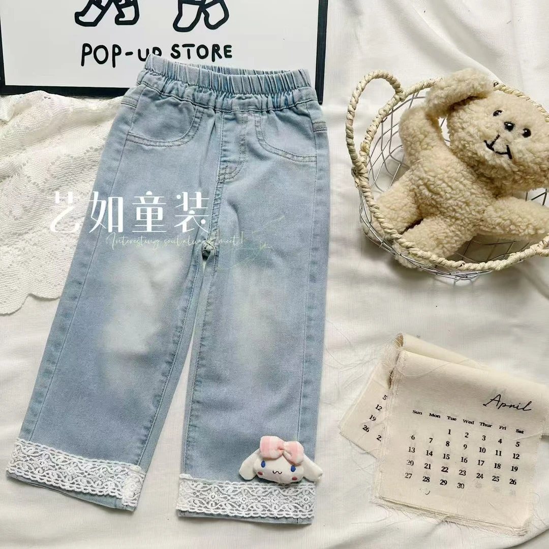 番茄家*【玉桂狗】夏季上新立体玉桂狗蕾丝牛仔裤D-W679