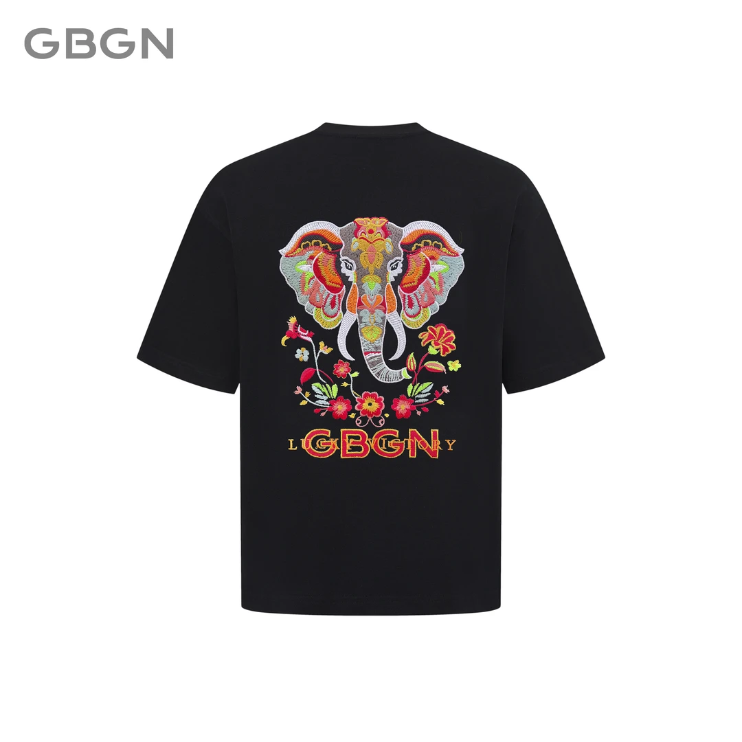GBGN【印第安象王】衣服光感重工刺绣工艺夏季新款短袖T恤G7003