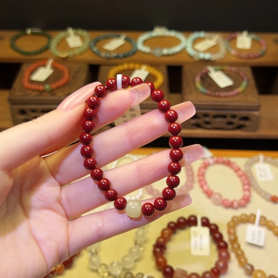 水晶银S925镀金镶嵌手串朱2119