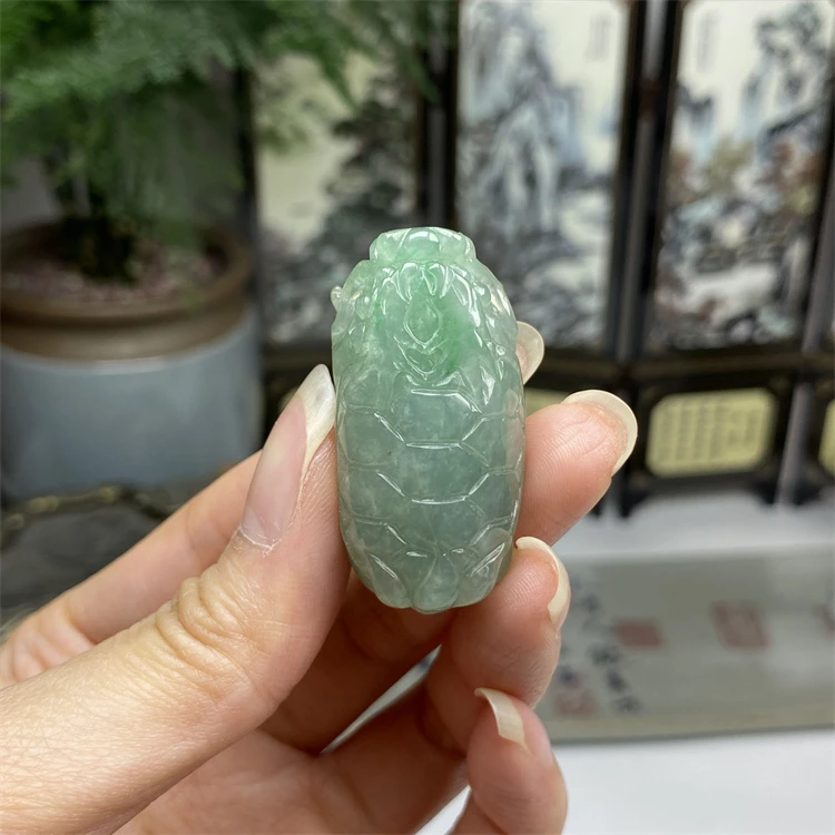 老料飘绿复古龙龟挂件摆件 天然翡翠A货 玥琳琅