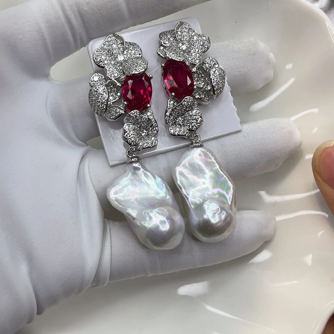 合金淡水珍珠耳饰