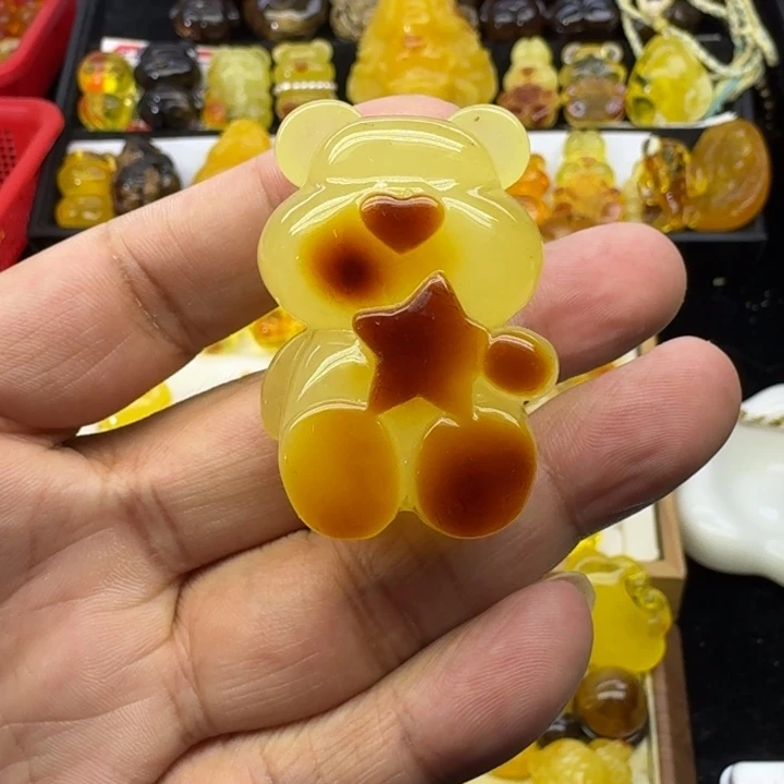 蜜蜡未镶嵌颈饰五角星熊