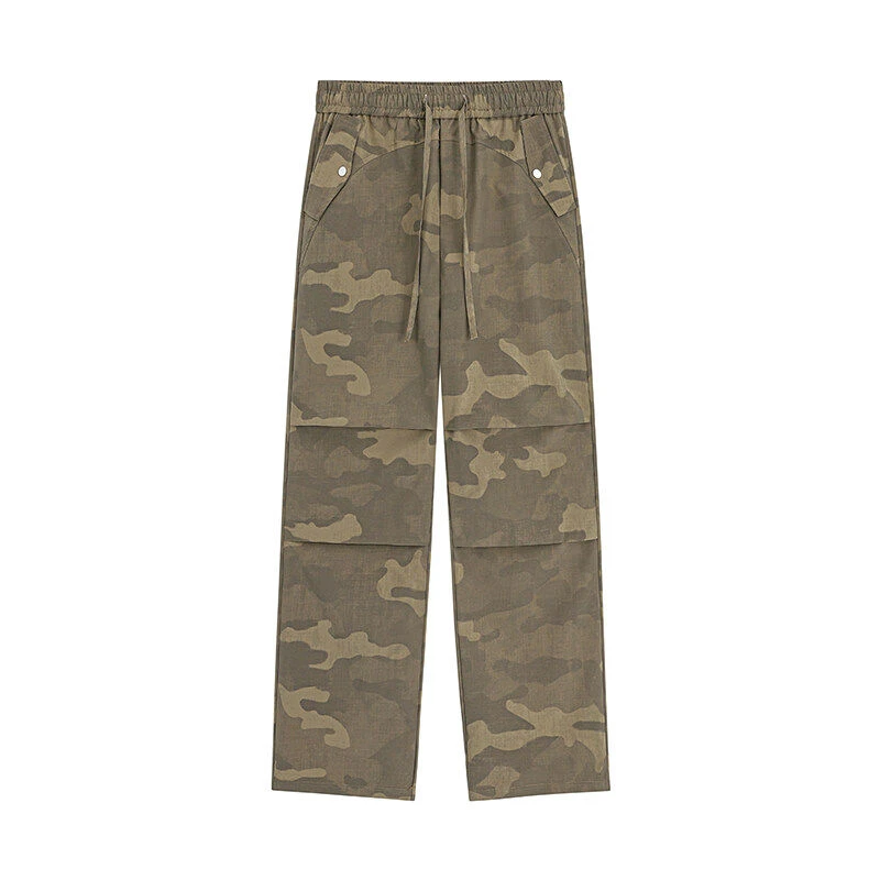 春夏秋季户外运动潮宽松薄款工装裤青年男女纯色中腰长裤透气聚酯