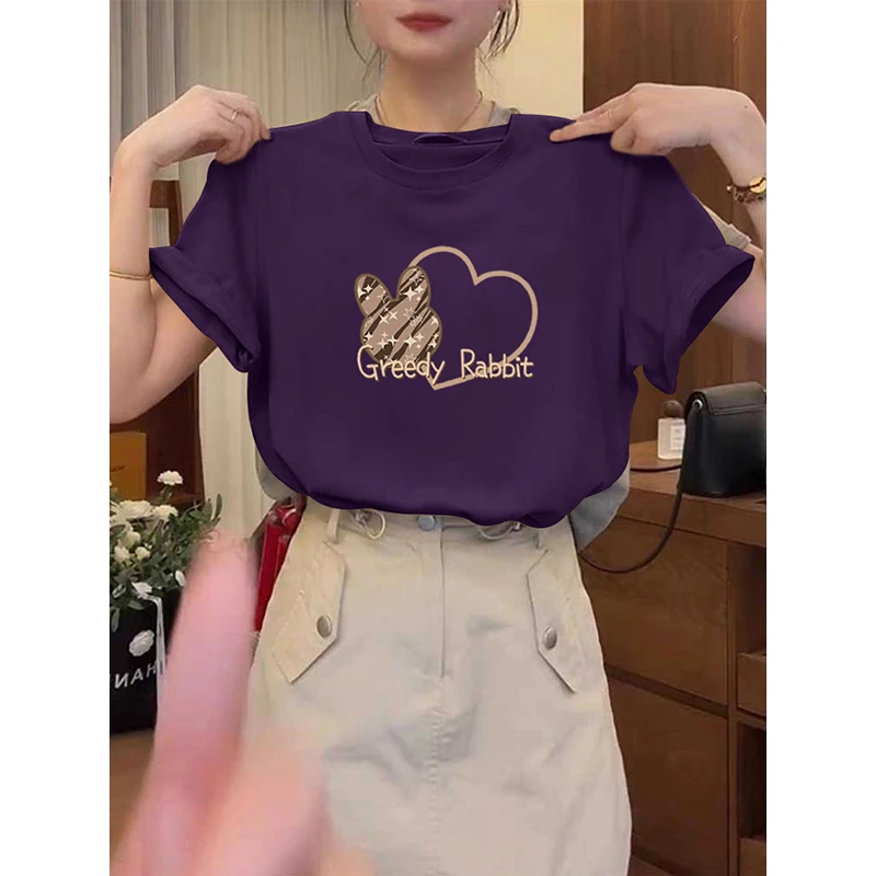 2025新款正肩纯棉短袖T恤女时尚百搭减龄显瘦小众设计感洋气上衣