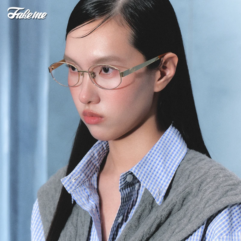 Fakeme 宋佳同款轻奢老钱风β钛椭圆框光学镜个性墨镜大小姐nocap