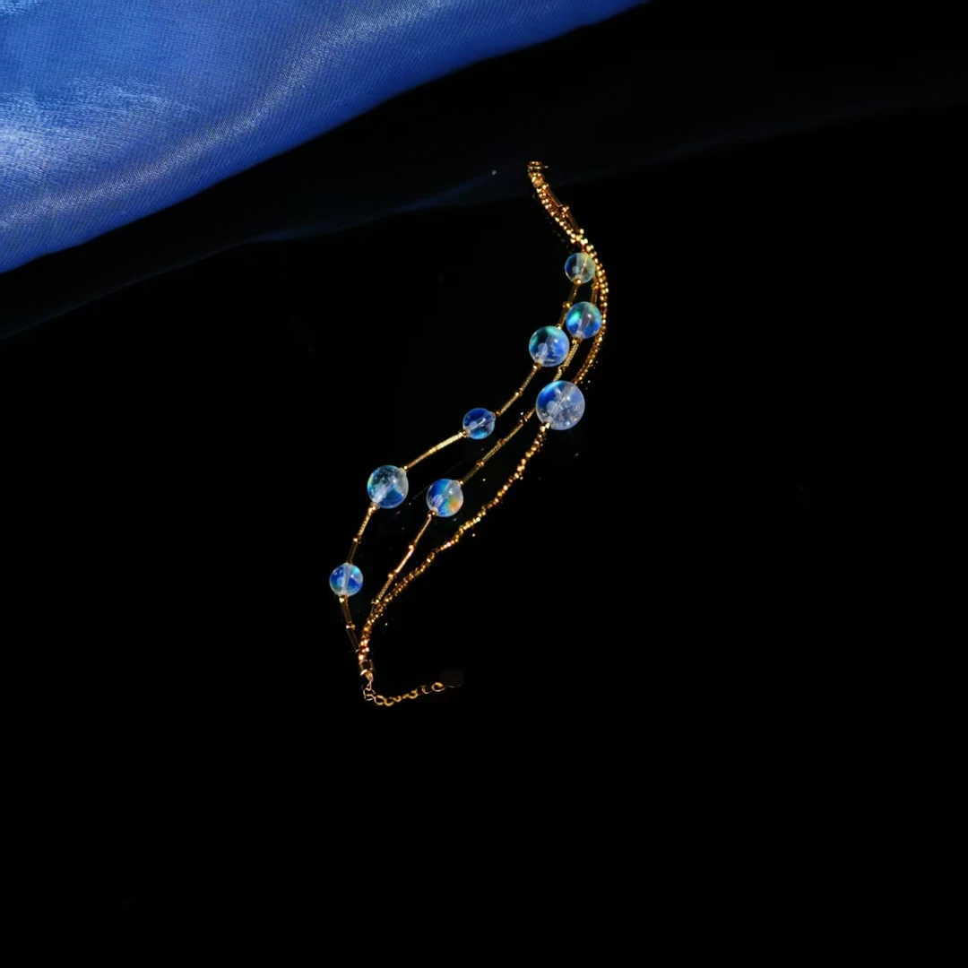 【华尔兹】花奢珠宝 马岛月光石18k金手串（多样性发货）