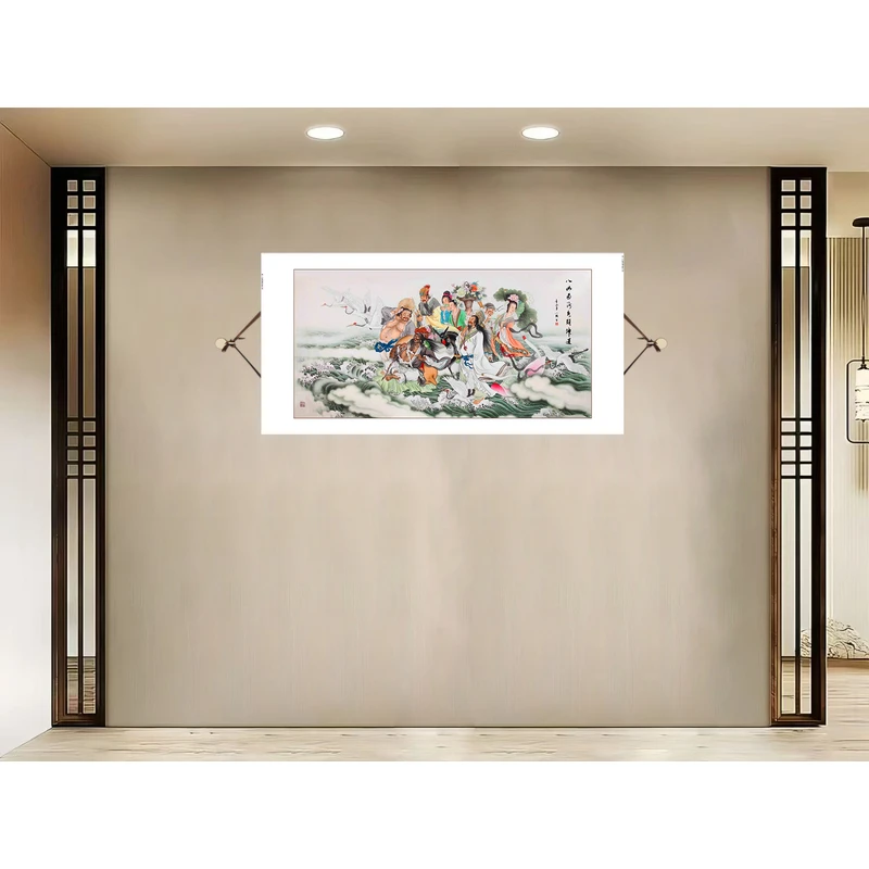 {533八仙}60x130cm现代简约挂轴装饰画办公室家居装饰画