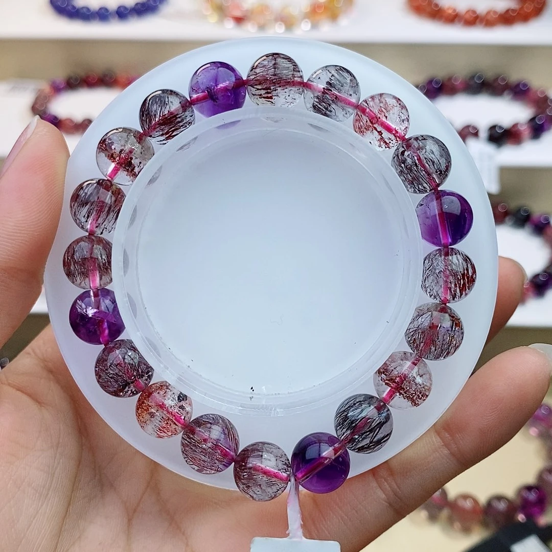 水晶未镶嵌手链黑加仑超七9+