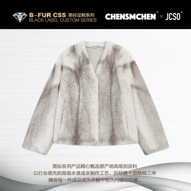 【CHENSMCHEN×JCSO】进口银十字半抽刀短款水貂皮草外套CySP7151NL