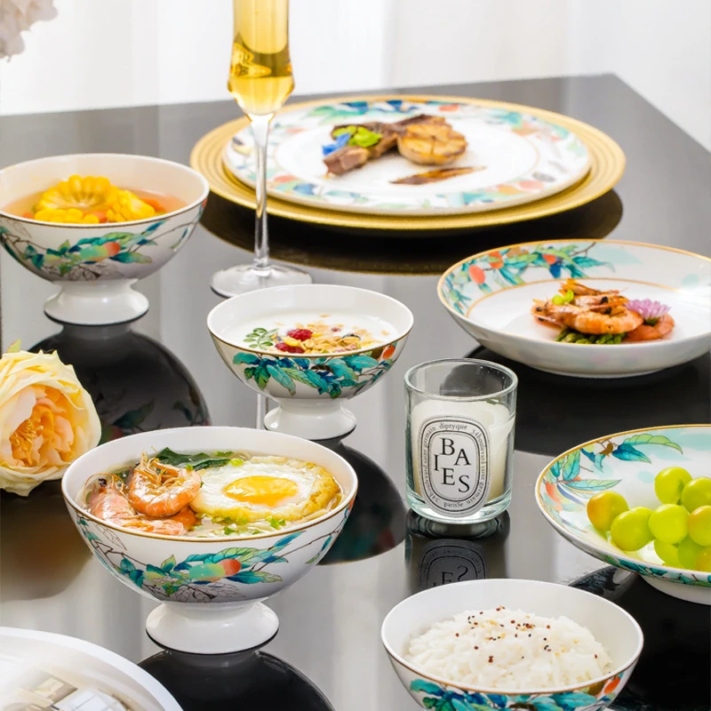 中式碗碟套装家用2025新款轻奢景德镇骨瓷餐具礼盒乔迁新居碗盘筷