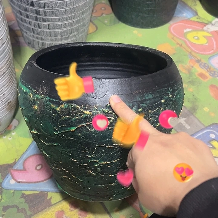 绿金浮雕平口高20口20带孔