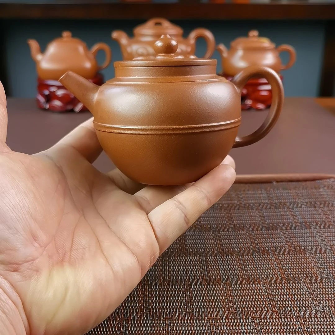 紫砂茶壶沉香泥菱花玉带250CC