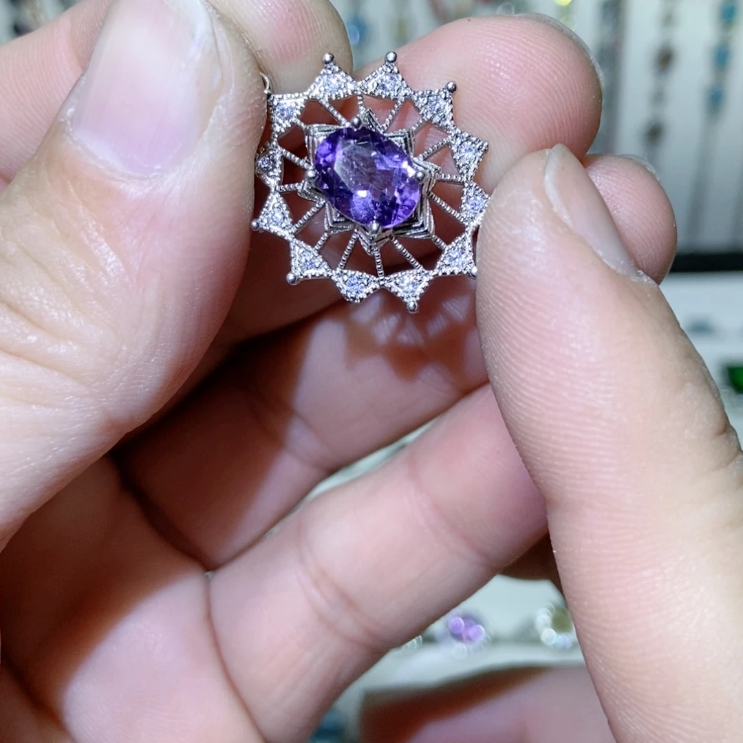 绿水晶戒指银S925镶嵌