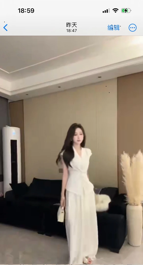 棉麻简约设计感扭结短袖上衣搭配阔腿裤气质穿搭套装