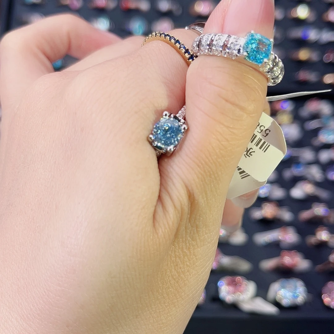 莫桑石非金属CL活口绿冰花（换浅蓝钻一卡）-15