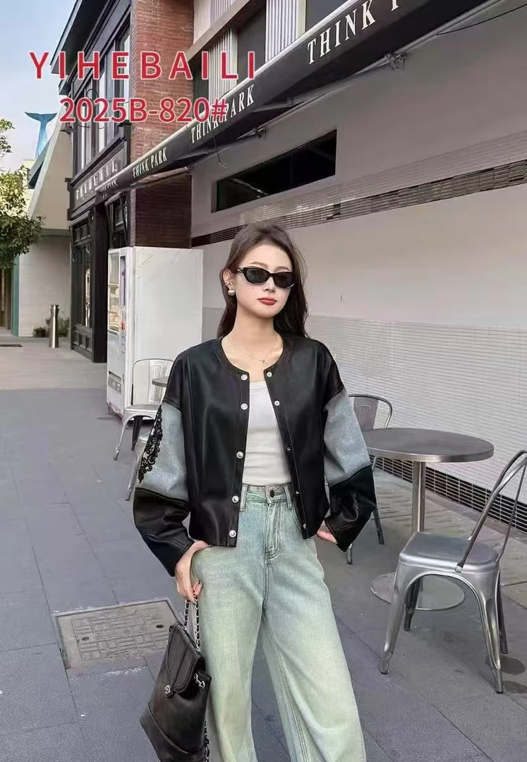 S593【专属】2025时尚新款拼接刺绣圆领百搭短款外套RS-YHBL6C820