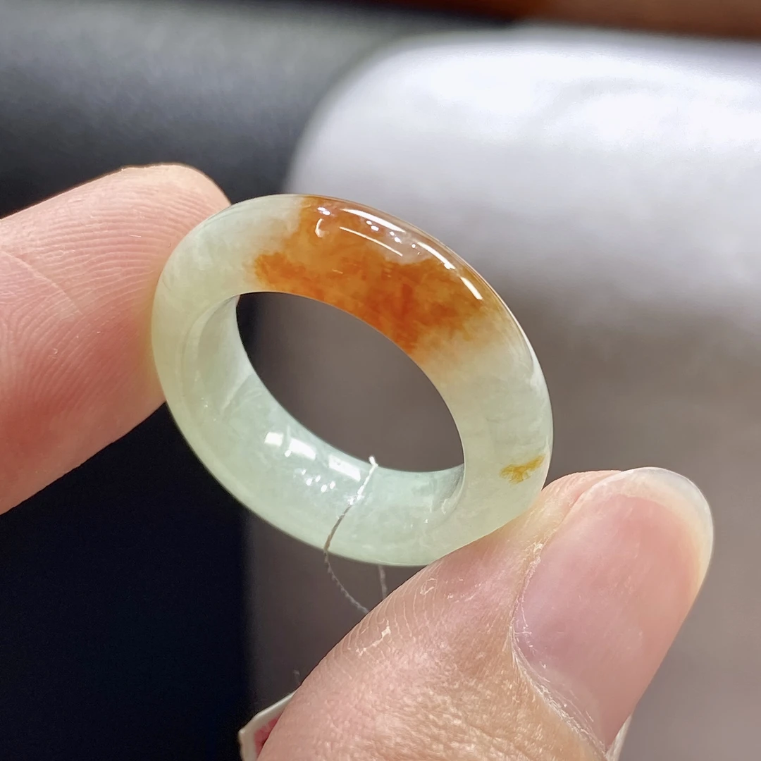 11号 天然缅甸A货 老坑冰胶特色红翡飘红翡玉戒指 内径16mm 精美