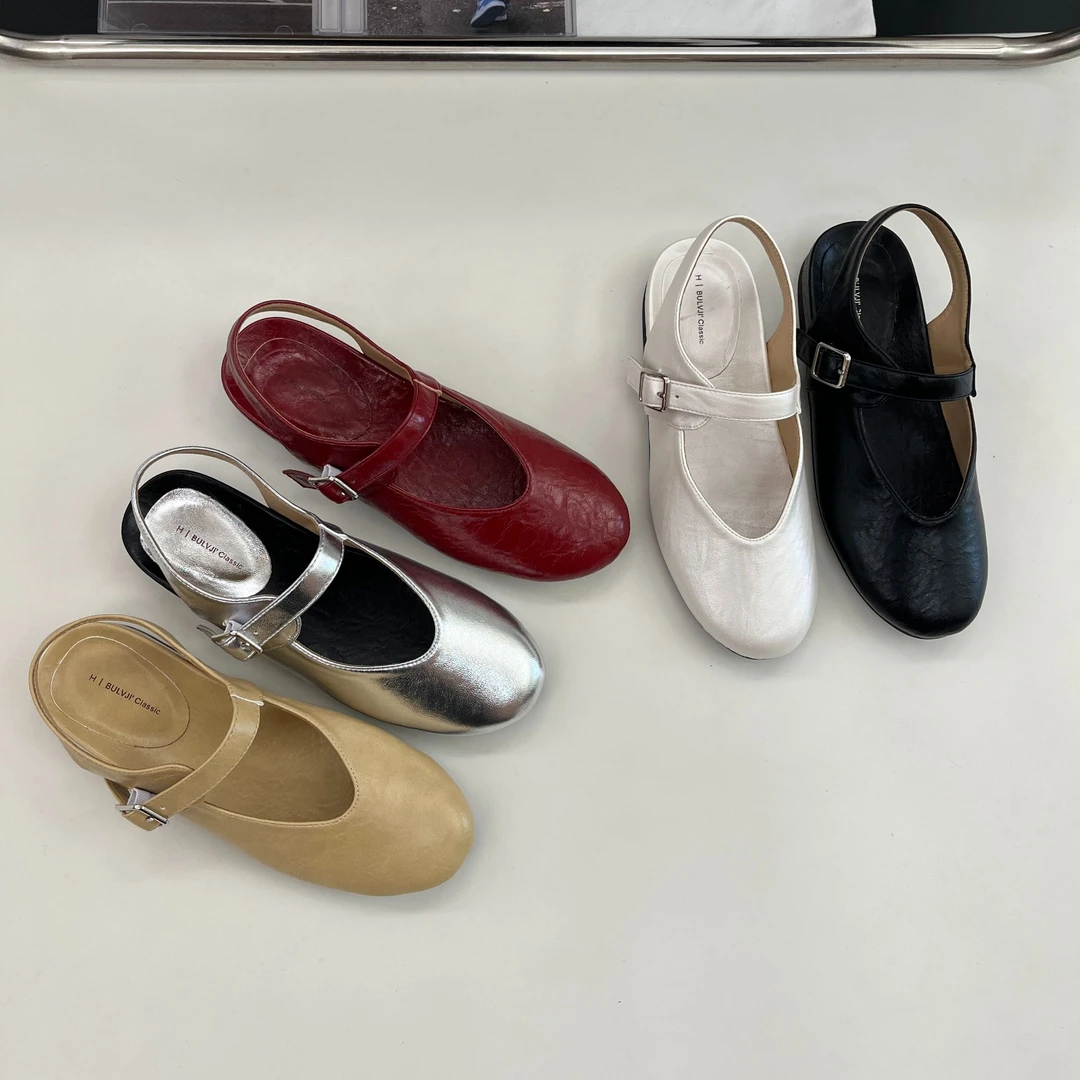 2025夏季新款浅口厚底包头凉鞋女高级感配裙子圆头镂空玛丽珍女鞋