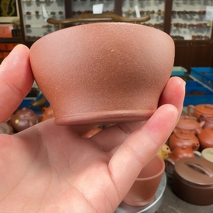 茶壶紫砂敞口杯紫泥