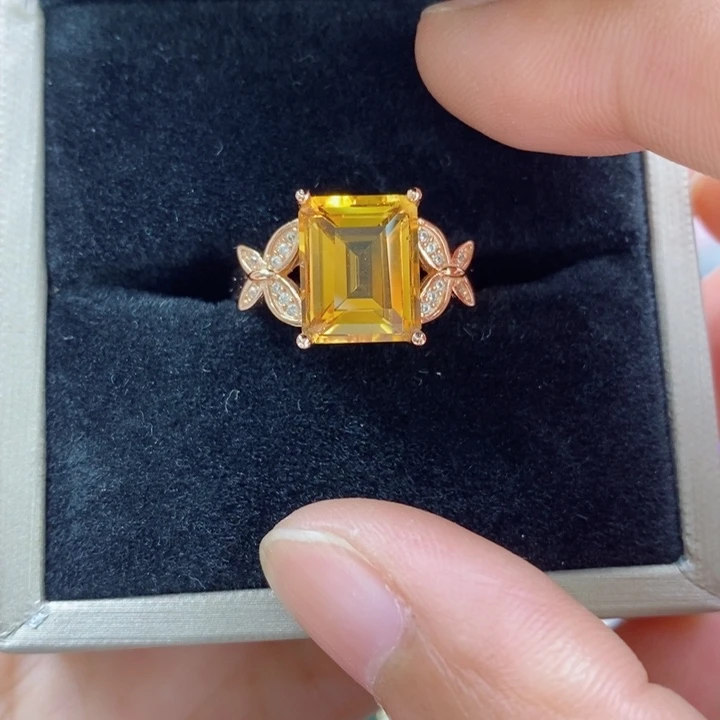 水晶戒指银S925镶嵌天然水晶戒指