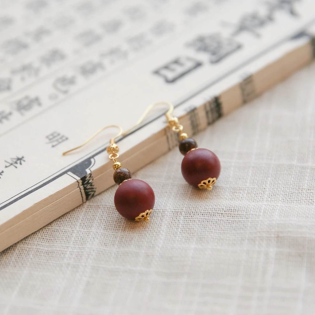 【息肌丸 】耳钉古法手作合香珠非遗新中式饰品冷凝香对珠